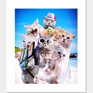 Kitten Cat Selfie On Beach Posters and Art